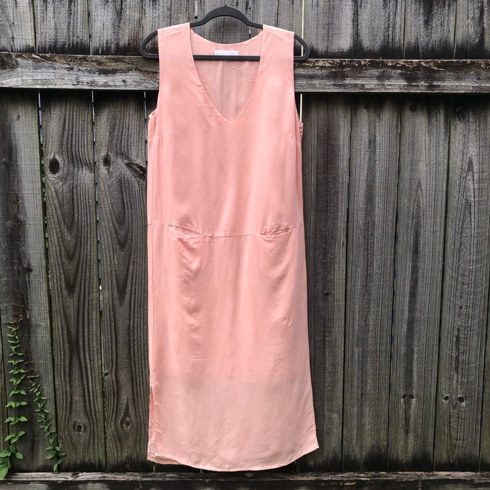 Corey Lynn Calter Anthropologie Maxi Dress Size M Peach 100% Cupro Sleeveless